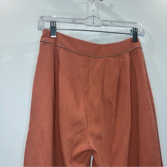 Oak + Fort Rust Wide-Leg Cropped Burnt Orange Rust Colored Pants | Size 0 - Picture 6 of 11